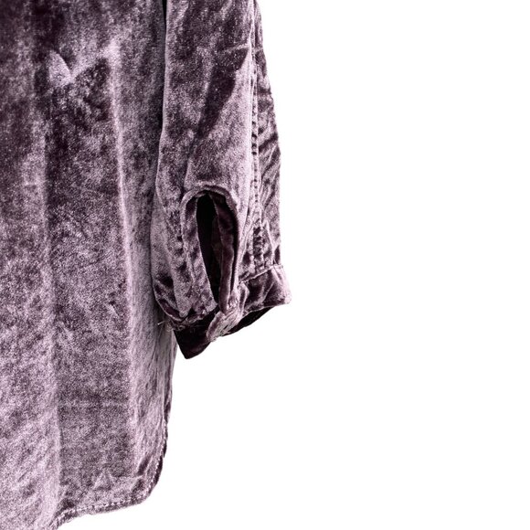 We The Free Summer Dream Velvet Whimsigoth Shirt Sz XS Brown Button Oversized - Picture 13 of 16